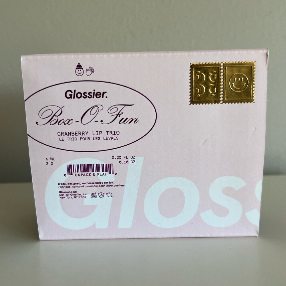 Glossier Box-O-Fun Cranberry Lip Trio '23 Holiday Ltd Edition - Brand New in Box